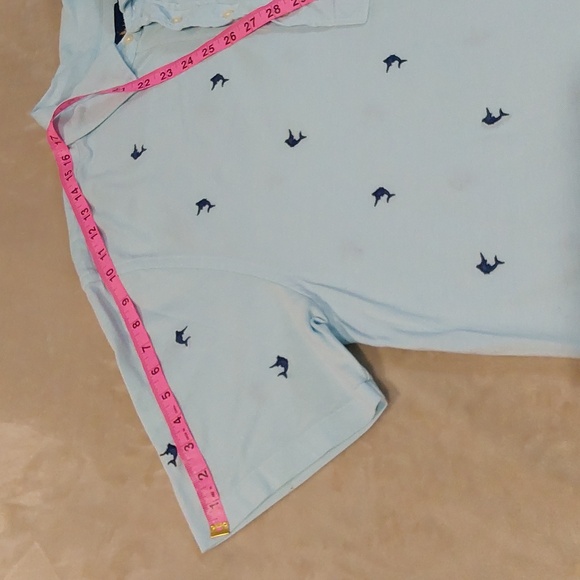 Ralph Lauren Knit Oxford Men's Button Down Fish Pattern Polo Shirt Size XLT - Picture 9 of 14